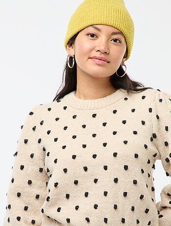 Jersey de cuello redondo con lunares en relieve