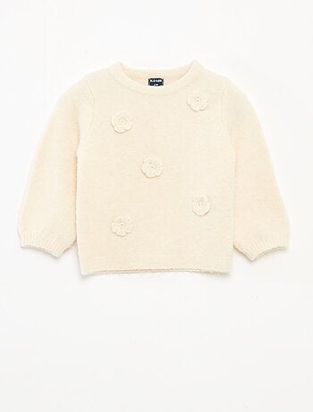 Jersey de cuello redondo con parche de flores