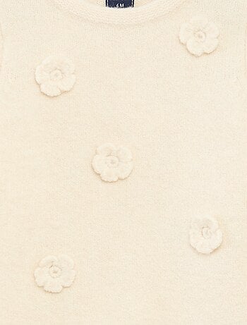 Jersey de cuello redondo con parche de flores