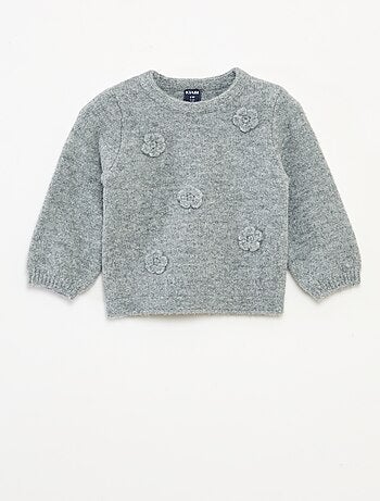 Jersey de cuello redondo con parche de flores