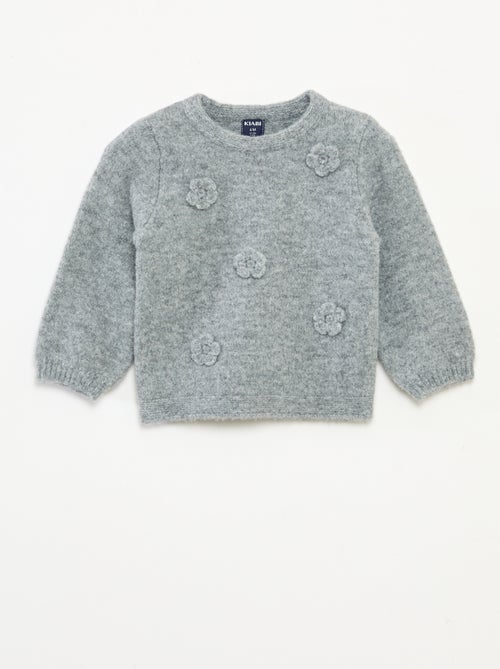 Jersey de cuello redondo con parche de flores - Kiabi