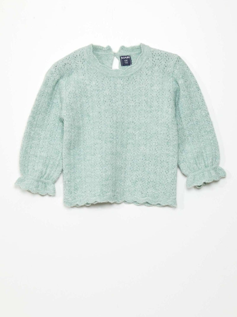 Jersey de cuello redondo con volantes en los acabados VERDE - Kiabi