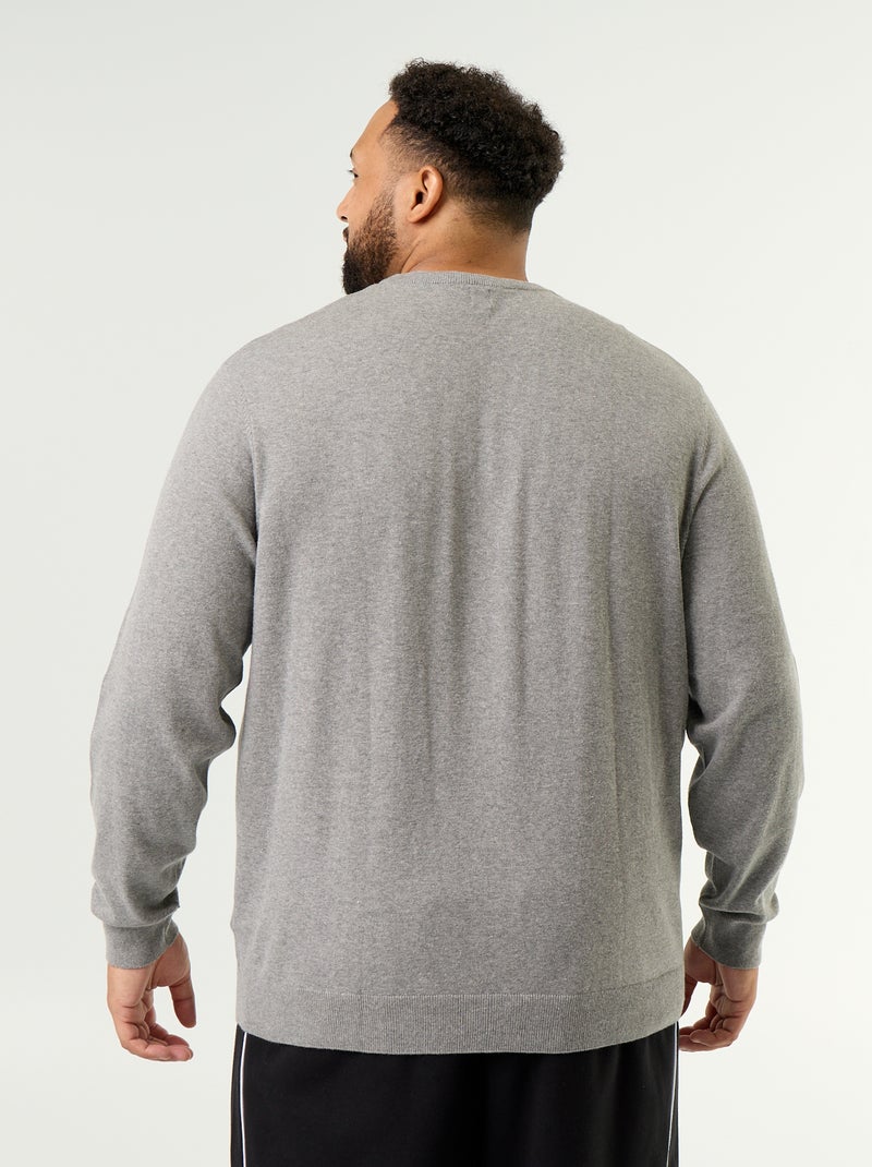 Jersey de cuello redondo de galga fina Gris - Kiabi