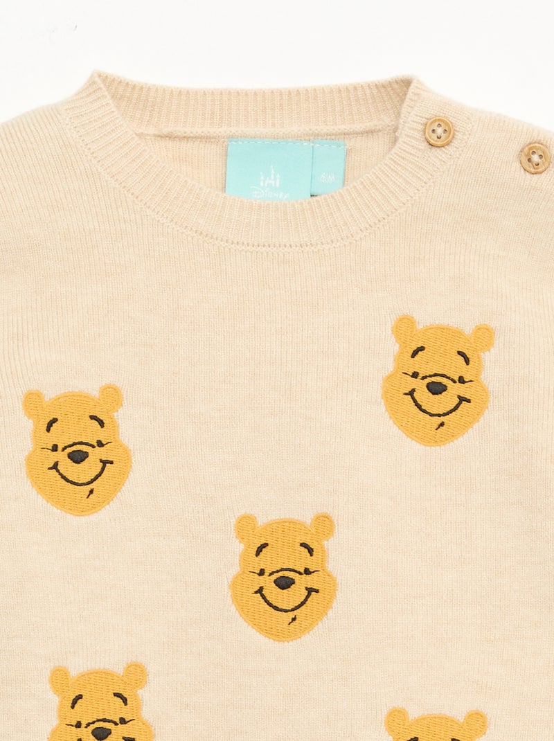 Jersey de cuello redondo de punto 'Disney' 'Winnie' Beige - Kiabi