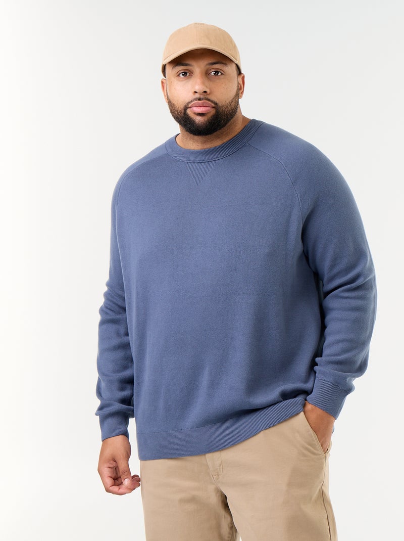 Jersey de cuello redondo de punto grueso Azul - Kiabi