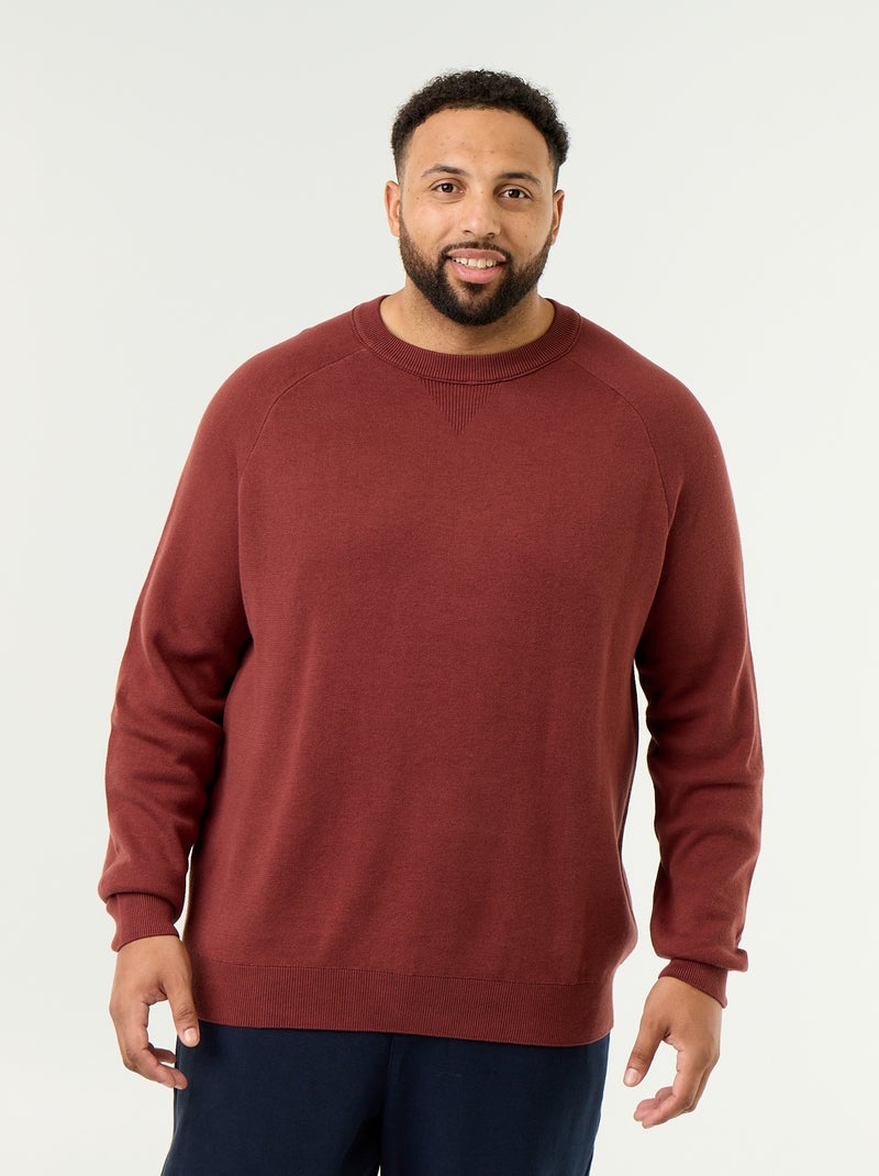 Jersey de cuello redondo de punto grueso Marron - Kiabi