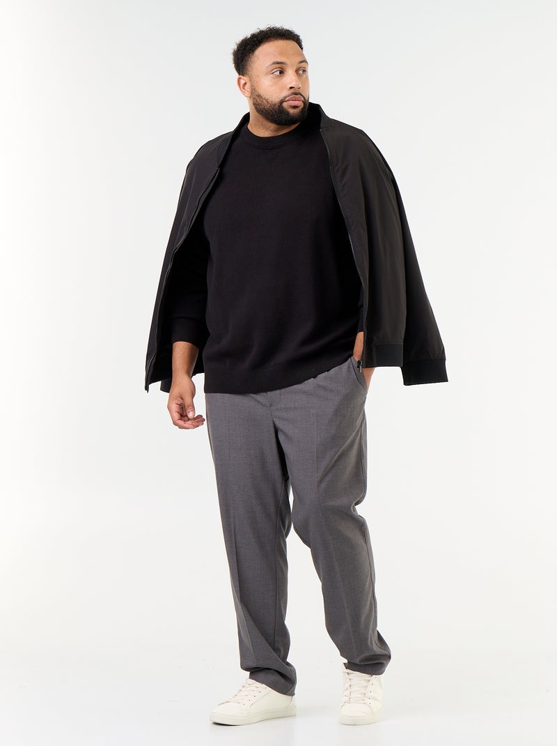 Jersey de cuello redondo de punto grueso Negro - Kiabi