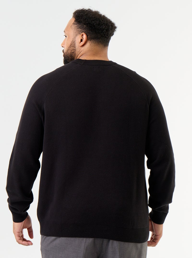Jersey de cuello redondo de punto grueso Negro - Kiabi