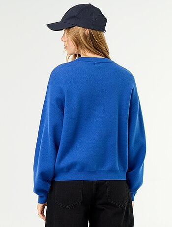 Jersey de cuello redondo de punto suave con inscripción