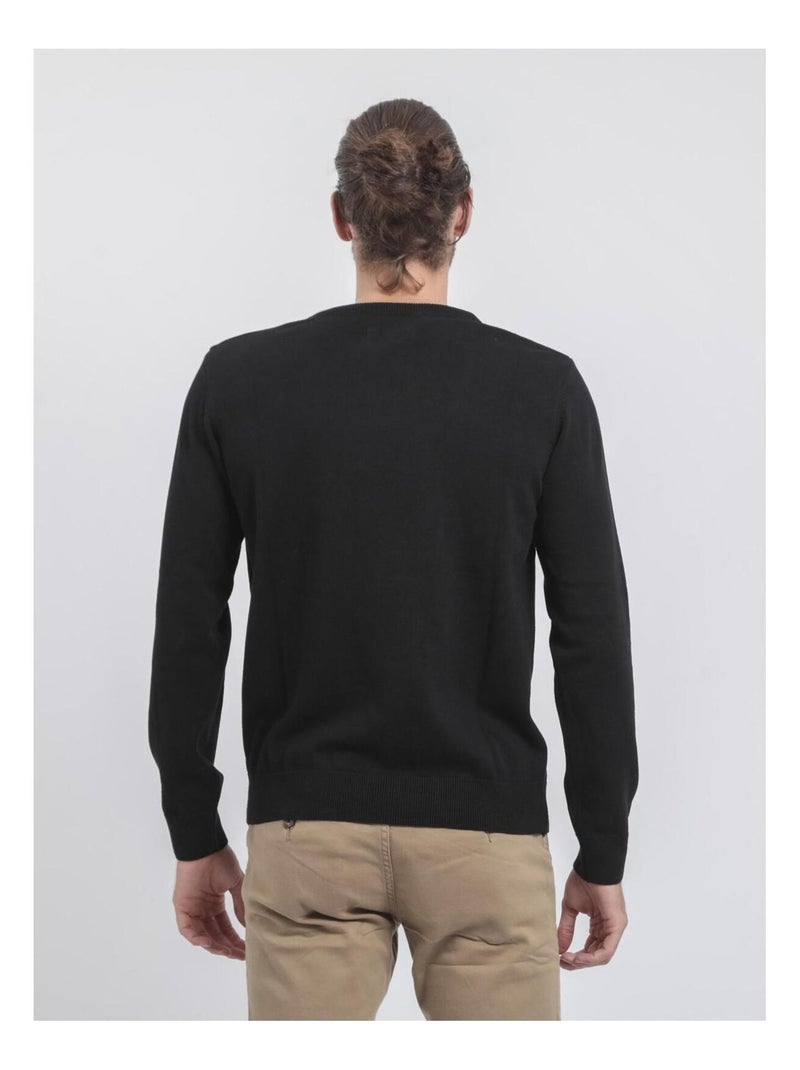 Jersey de cuello redondo de puro algodón LADARKO Negro - Kiabi