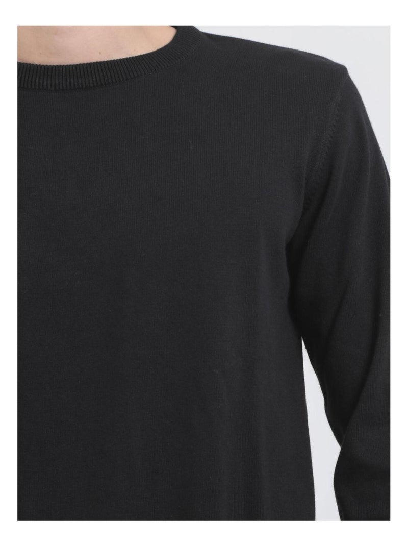 Jersey de cuello redondo de puro algodón LADARKO Negro - Kiabi