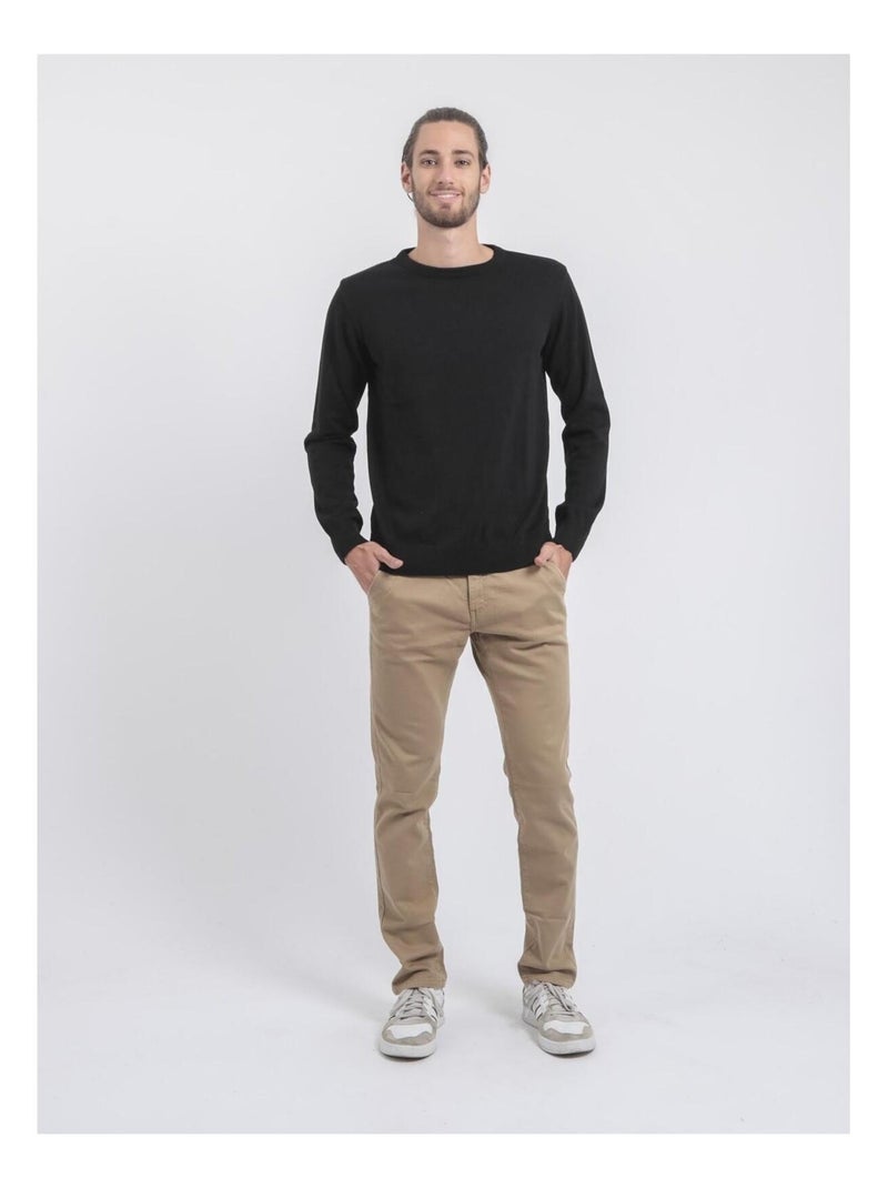 Jersey de cuello redondo de puro algodón LADARKO Negro - Kiabi