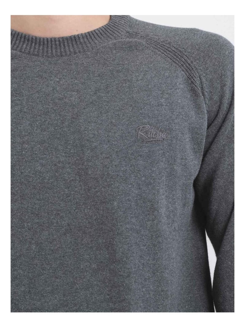 Jersey de cuello redondo de puro algodón LOCTUDY Gris oscuro - Kiabi