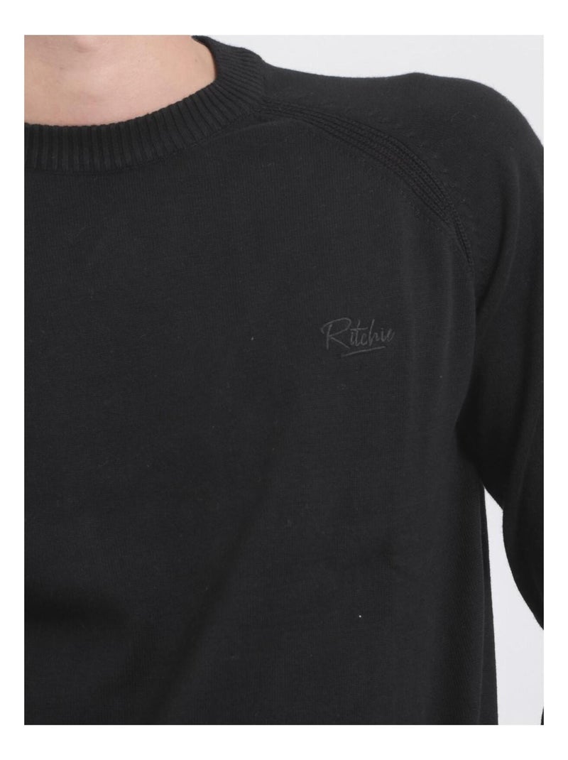 Jersey de cuello redondo de puro algodón LOCTUDY Negro - Kiabi