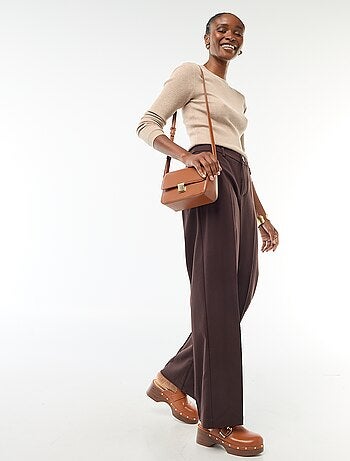 Jersey de cuello redondo en canalé liso