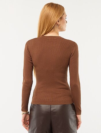 Jersey de cuello redondo en canalé liso