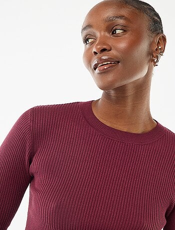 Jersey de cuello redondo en canalé liso