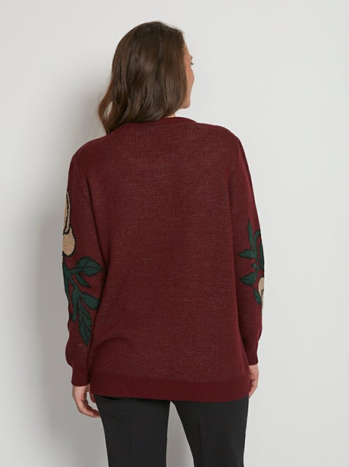 Jersey de cuello redondo en jacquard floral - Afibel - Kiabi