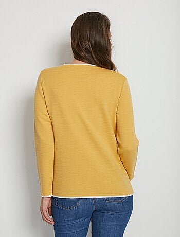 Jersey de cuello redondo en jacquard floral con lana - Afibel