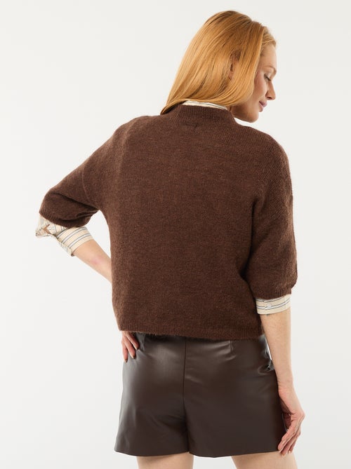 Jersey de cuello redondo en mohair liso - Kiabi