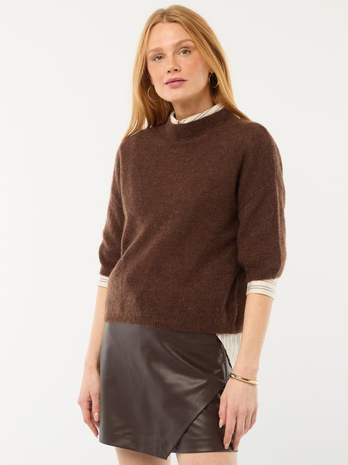 Jersey de cuello redondo en mohair liso - Kiabi