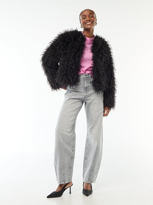 Jersey de cuello redondo en mohair liso - Kiabi