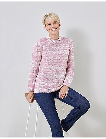 Jersey de cuello redondo en punto grueso jaspeado - Afibel