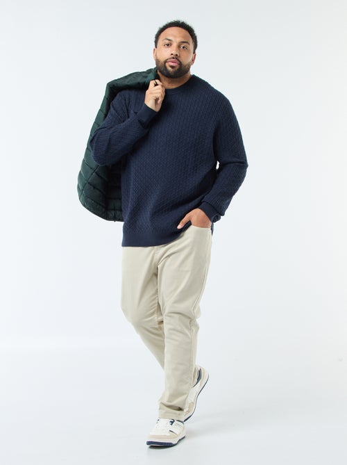 Jersey de cuello redondo en punto trenzado - Kiabi