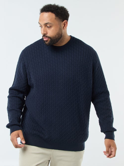 Jersey de cuello redondo en punto trenzado - Kiabi