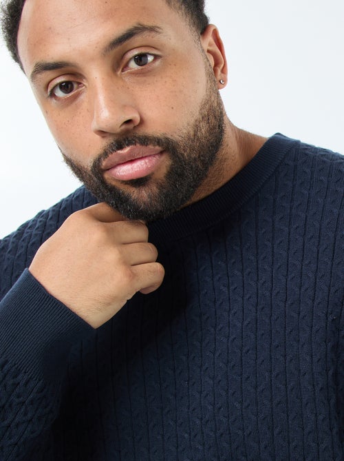 Jersey de cuello redondo en punto trenzado - Kiabi