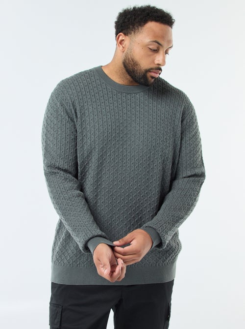 Jersey de cuello redondo en punto trenzado - Kiabi