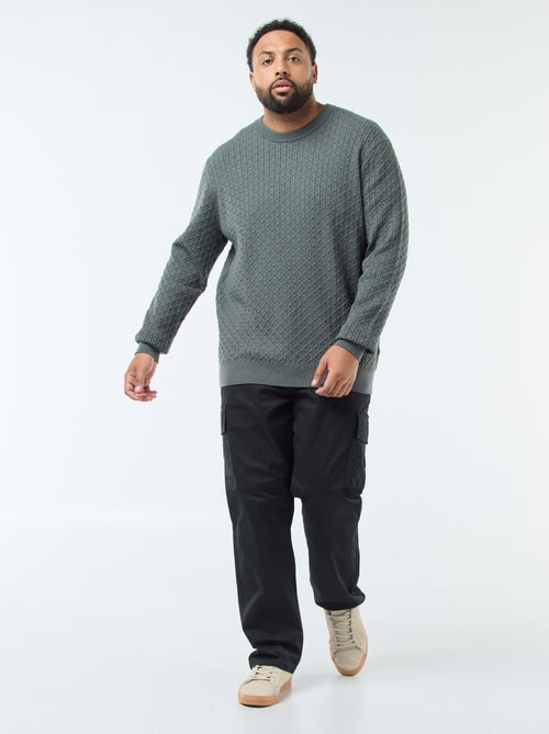 Jersey de cuello redondo en punto trenzado - Kiabi