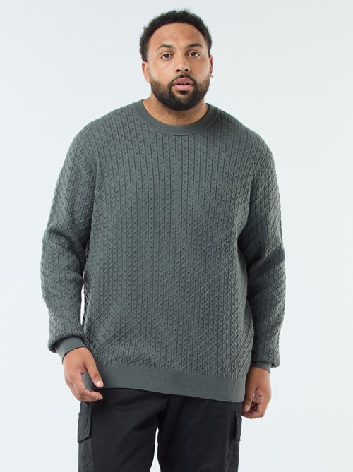 Jersey de cuello redondo en punto trenzado - Kiabi