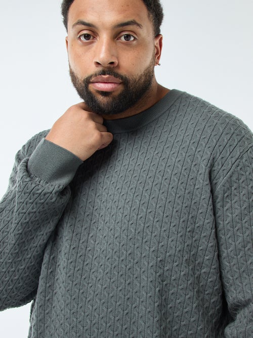 Jersey de cuello redondo en punto trenzado - Kiabi