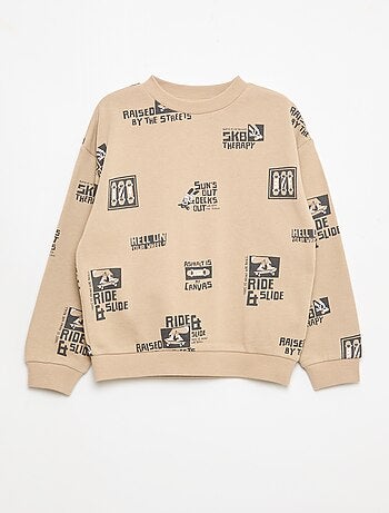 Jersey de cuello redondo estampado en algodón