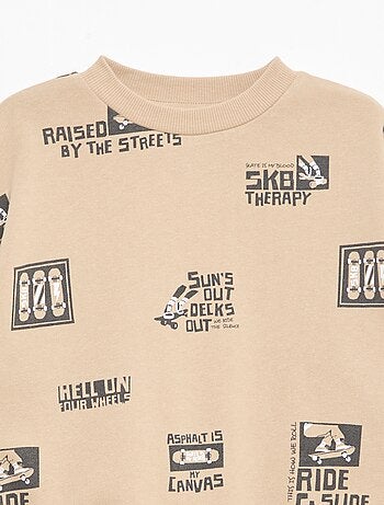 Jersey de cuello redondo estampado en algodón