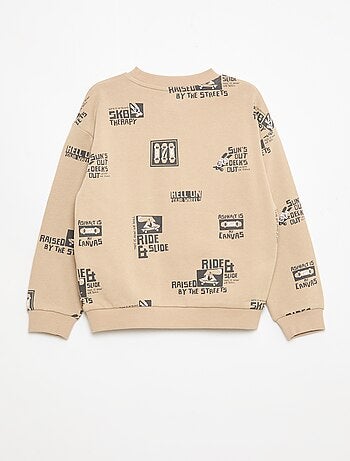 Jersey de cuello redondo estampado en algodón