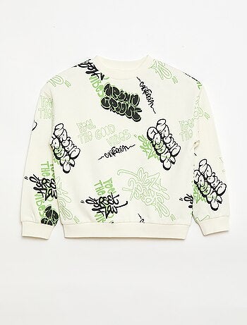 Jersey de cuello redondo estampado en algodón