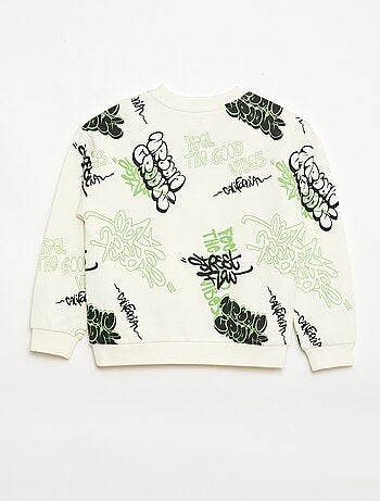 Jersey de cuello redondo estampado en algodón