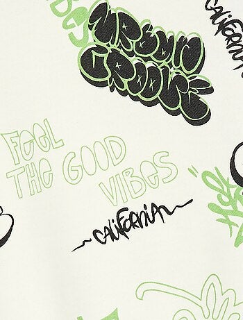 Jersey de cuello redondo estampado en algodón