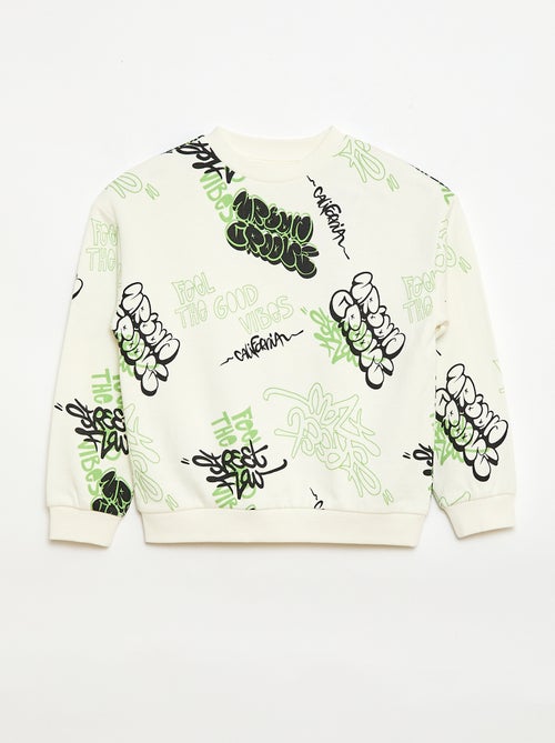 Jersey de cuello redondo estampado en algodón - Kiabi