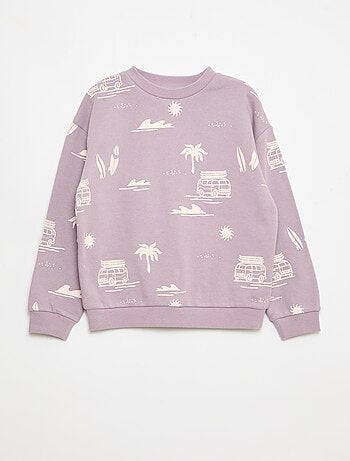 Jersey de cuello redondo estampado en algodón