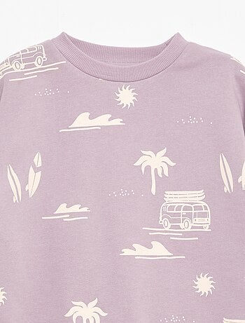 Jersey de cuello redondo estampado en algodón