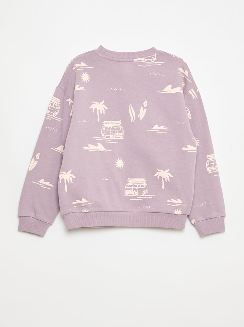 Jersey de cuello redondo estampado en algodón Purpura - Kiabi