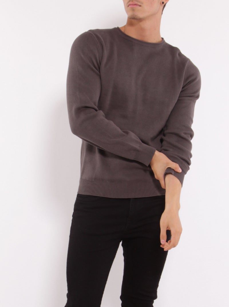 Jersey de cuello redondo Gris antracita - Kiabi