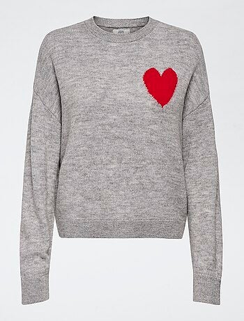 Jersey de cuello redondo 'JDY' con estampado de corazón