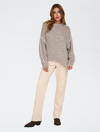 Jersey de cuello redondo 'JDY' con pespuntes contrastantes