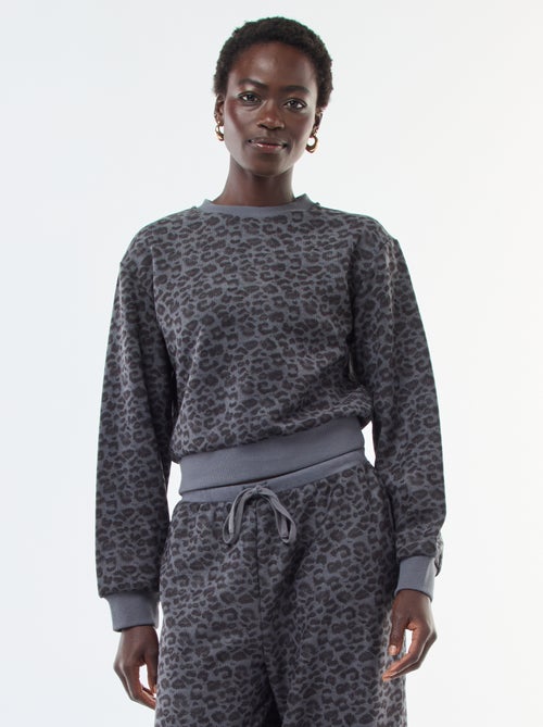 Jersey de cuello redondo suave con estampado de leopardo - Kiabi