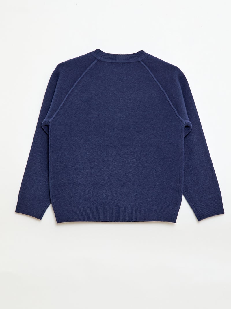 Jersey de cuello redondo tacto suave Azul - Kiabi