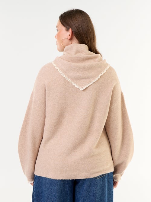 Jersey de cuello redondo y mangas anchas con pañuelo a juego - Kiabi Jersey de cuello redondo y mangas anchas con pañuelo a juego - Kiabi